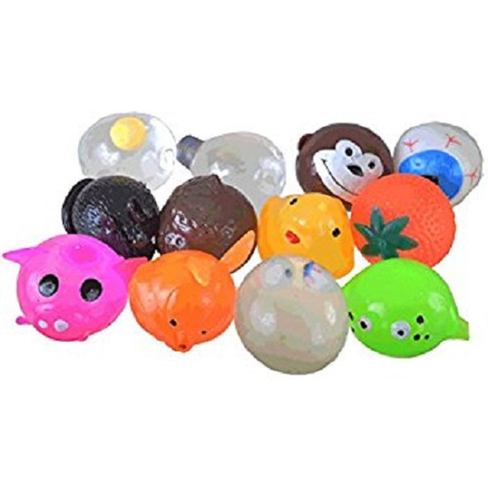 SET OF 60 PIECES SPLAT BALLS SQUEEZE ASSORTMENT MIX SQUISHY TOYS STRESS RELIEF